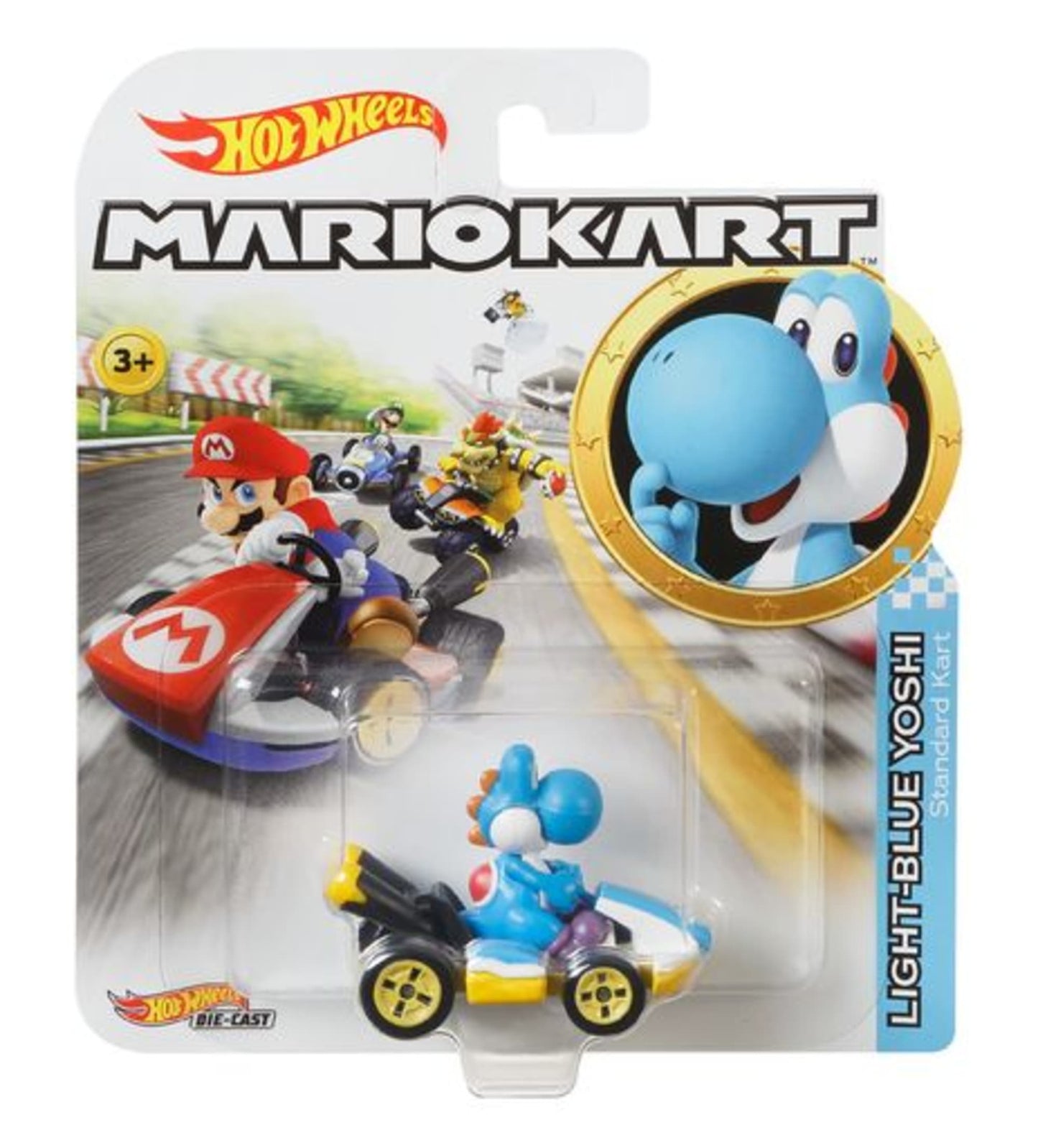Hot Wheels Mario Kart Ve¨ªculo de Brinquedo Kart Padr?o Yoshi Azul Claro