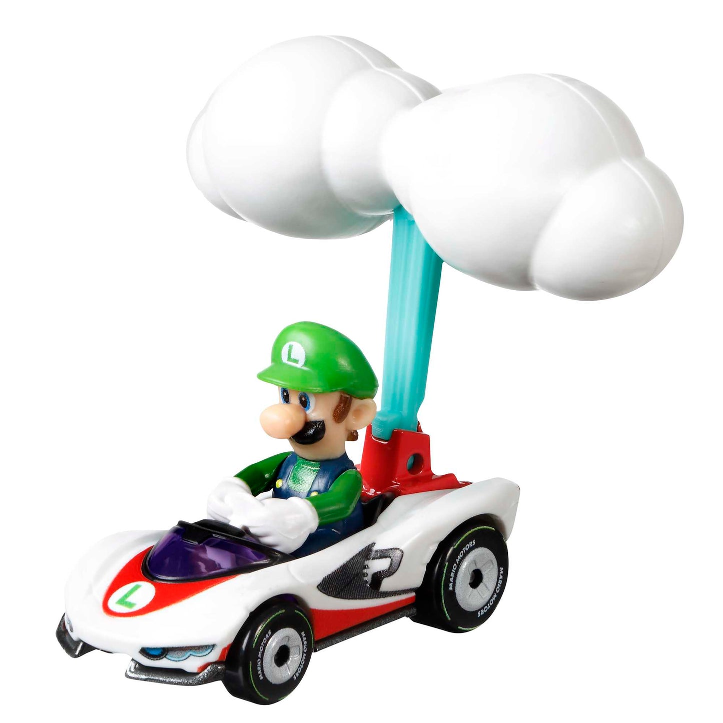 Hot Wheels Mario Kart Veh¨ªculo de Juguete Luigi P-Wing con Cloud Glider