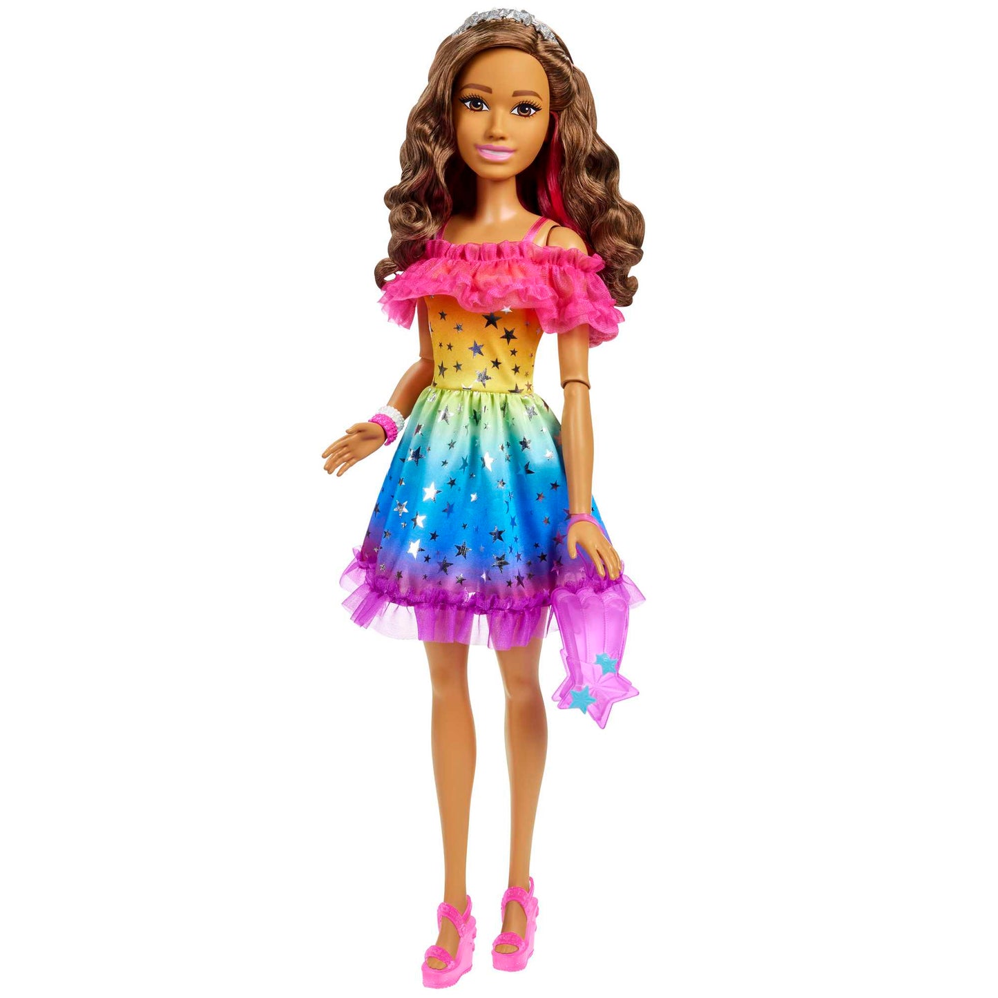 Barbie Poup¨¦e Grand Format 71,12?Cm, Brunette, Robe Arc-en-Ciel