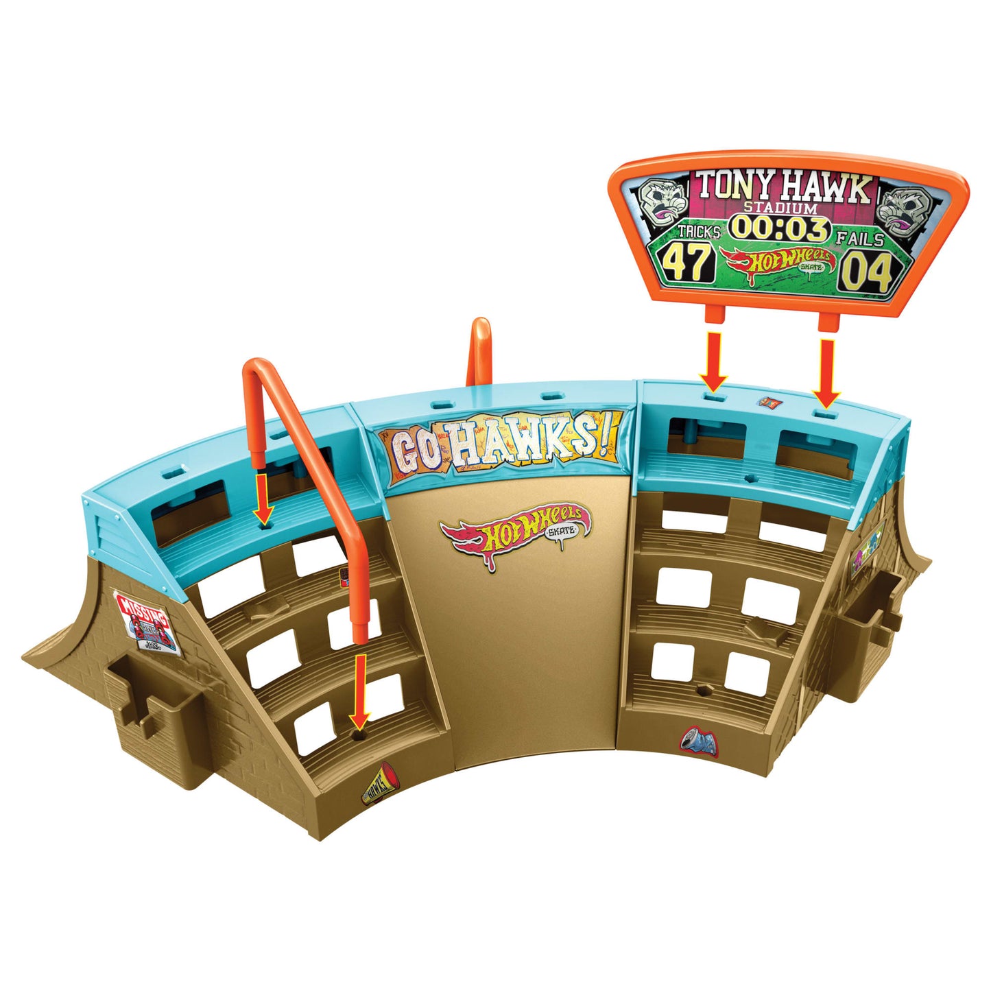Hot Wheels Skate Pista de Brinquedo Set Est¨¢dio Tony Hawk