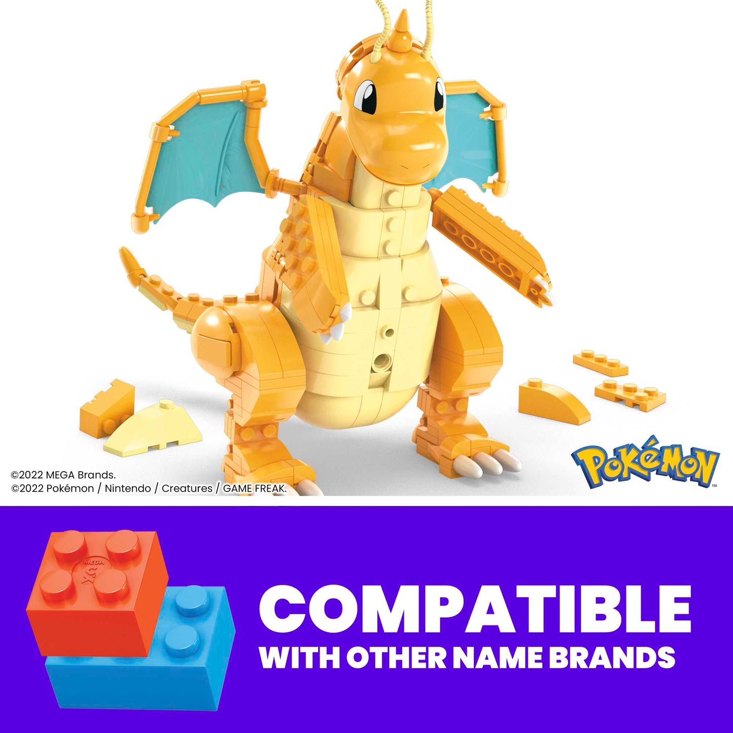 MEGA Pok¨¦mon Building Toy Kit Dragonite (387 Pieces) With Motion For Kids