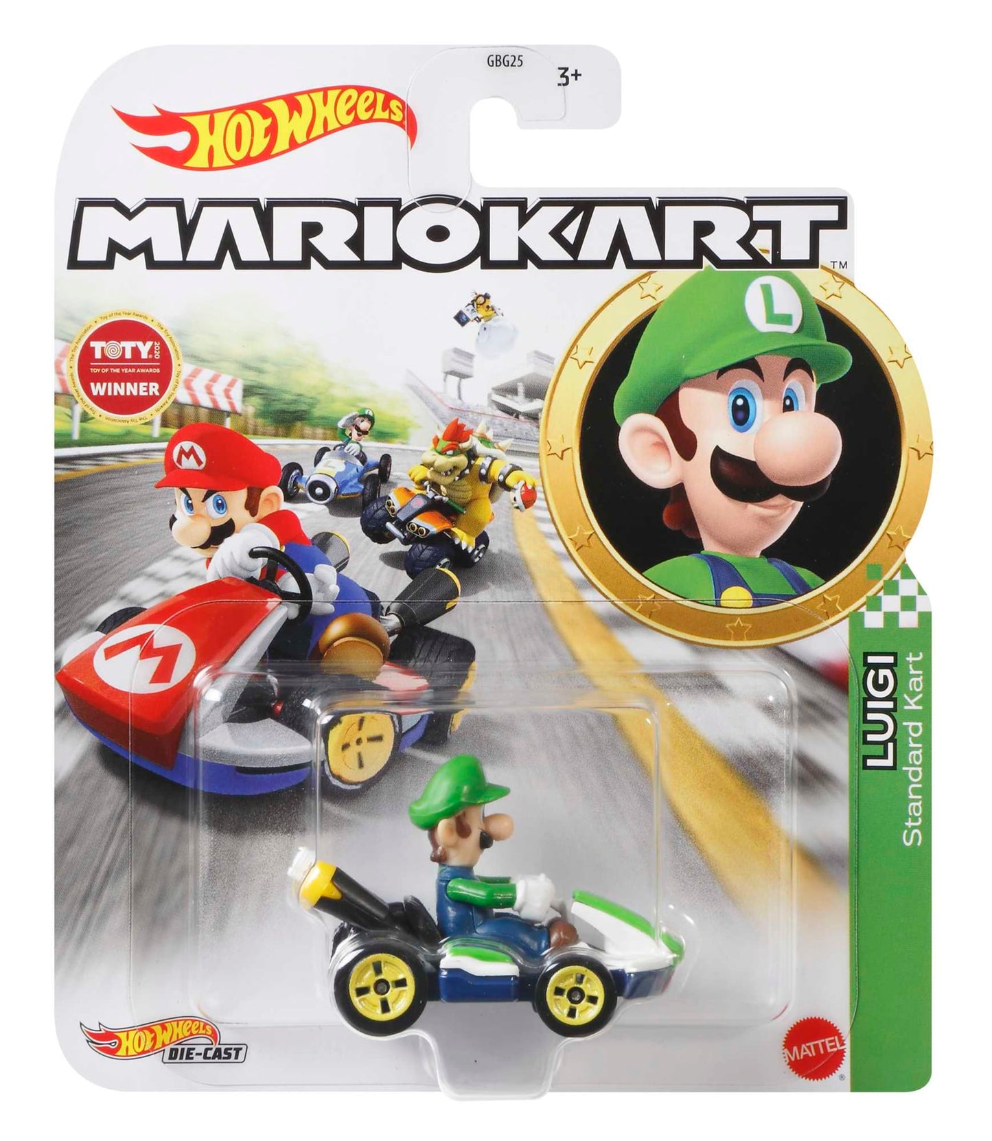 Hot Wheels Mario Kart Ve¨ªculo de Brinquedo Kart Padr?o Luigi